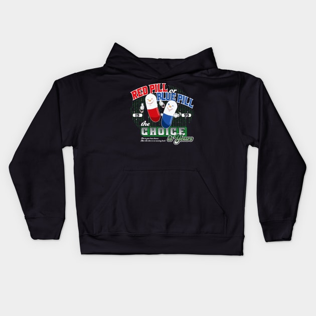 Red Pill or Blue Pill Kids Hoodie by Alema Art